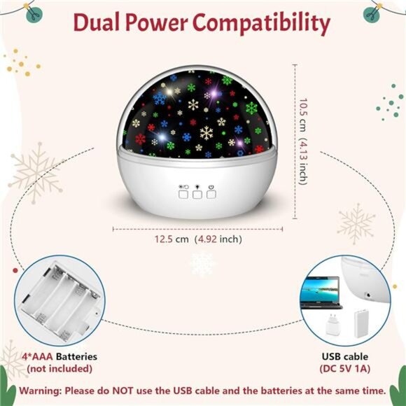 Christmas Projector Night Light Indoor, Snowflake NightLight for Room Decor - Picture 6 of 7